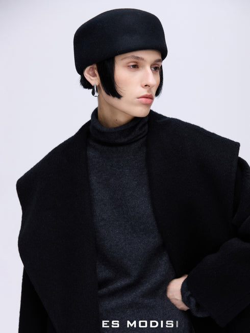 Sculpted Lapel Wool Coat